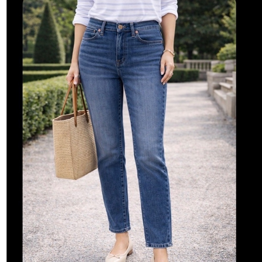 Madewell High‎ Rise Straight Leg Boyjeans Jeans Medium Wash Denim Cotton Size 25